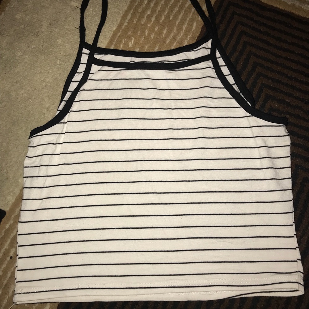 Striped crop halter top